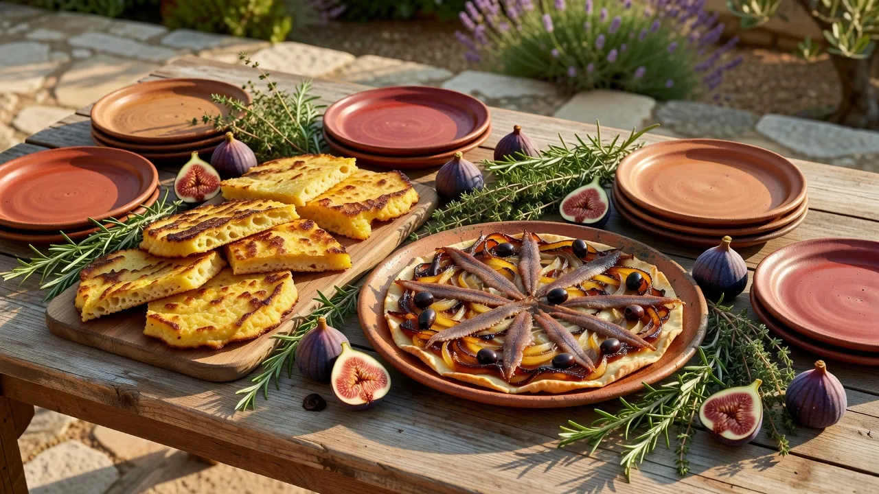 Menu mariage provençal-niçois servi par un traiteur, spécialités régionales présentées