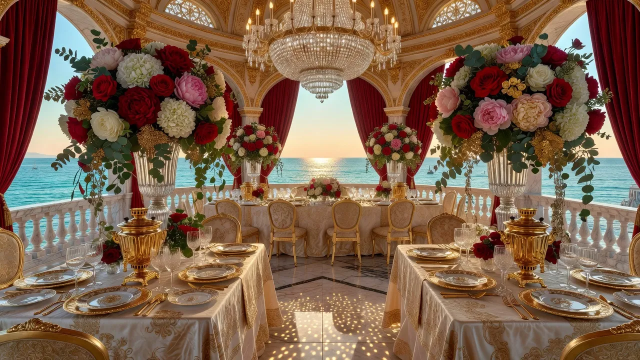 Réception de mariage ultra-luxe avec table dressée face à la Méditerranée