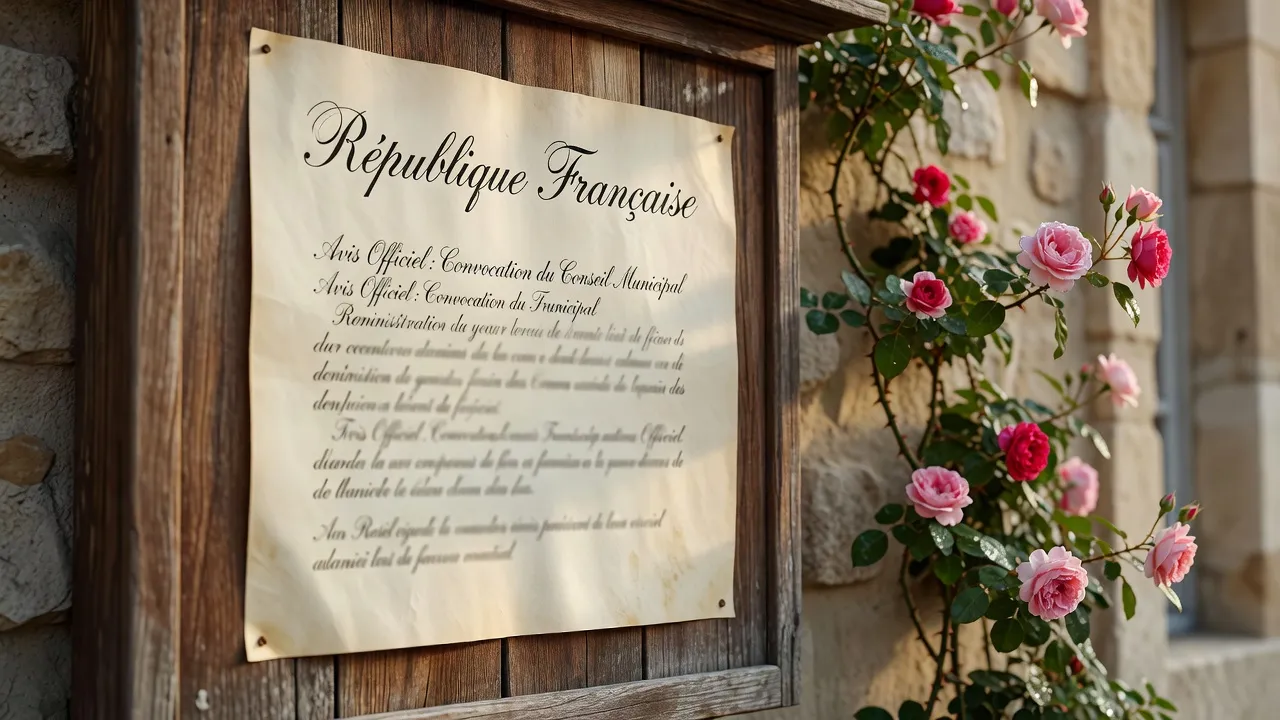 Affichage des bans de mariage sur le panneau d'état civil d'une mairie provençale