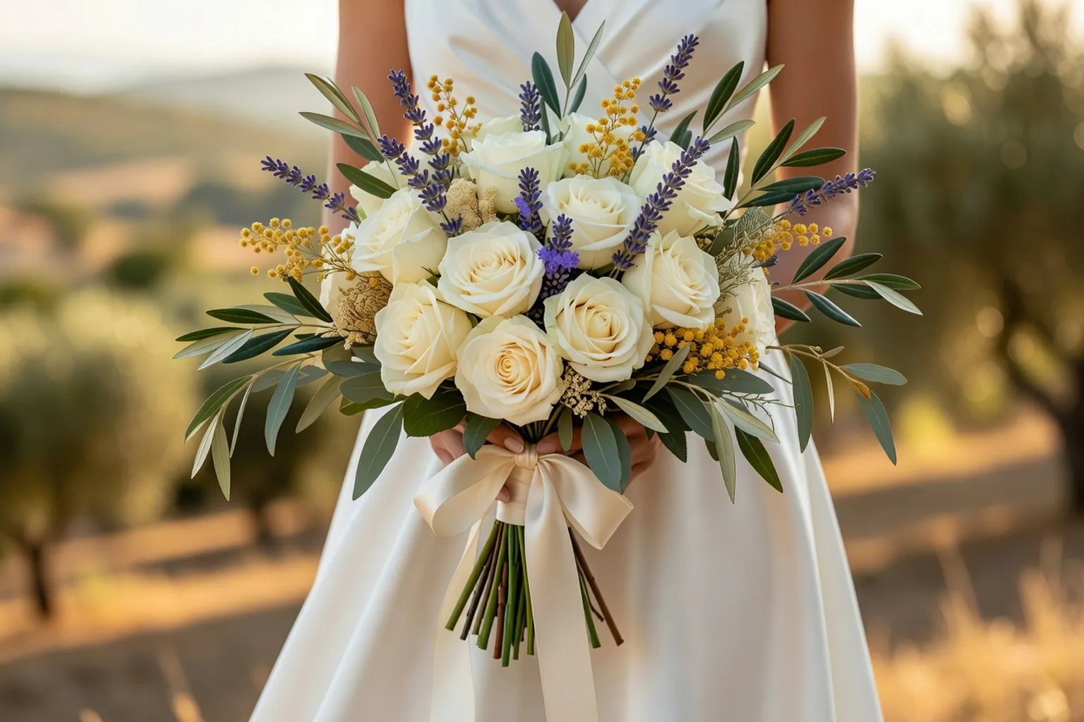 Bouquet de mariée composé de fleurs locales du 06
