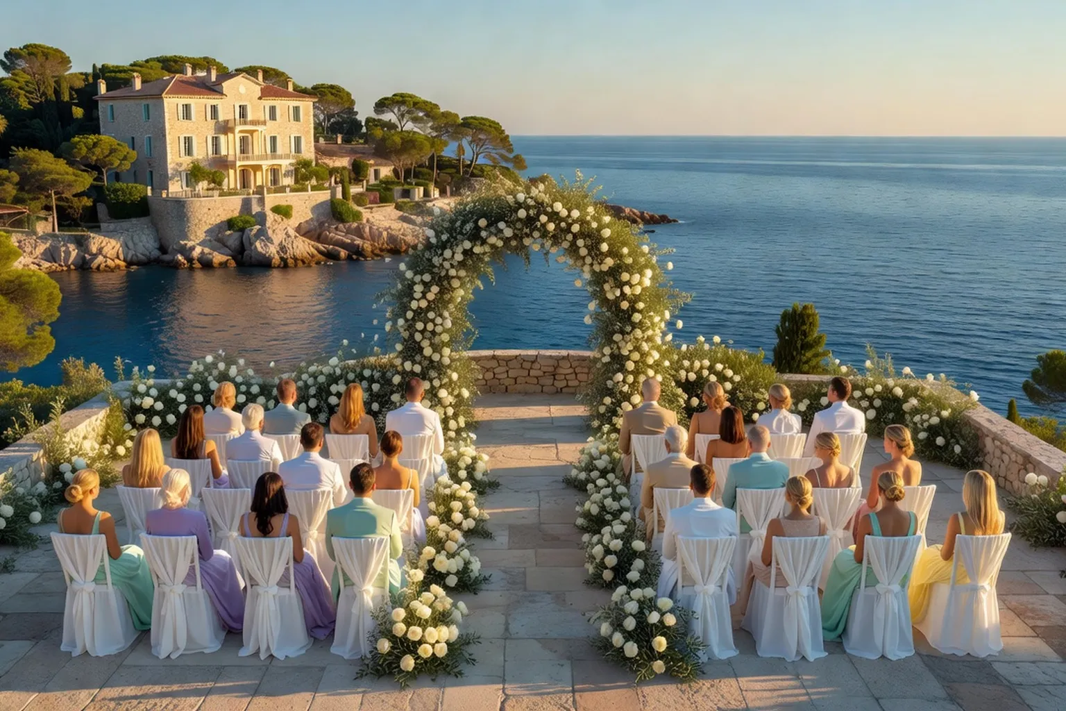 Mariage sur la Cote d'Azur — ceremonie en jardin mediterraneeen