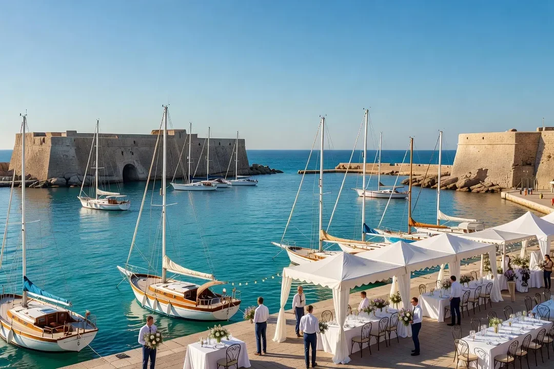 Le vieux port d'Antibes avec ses voiliers et les remparts en arrière-plan