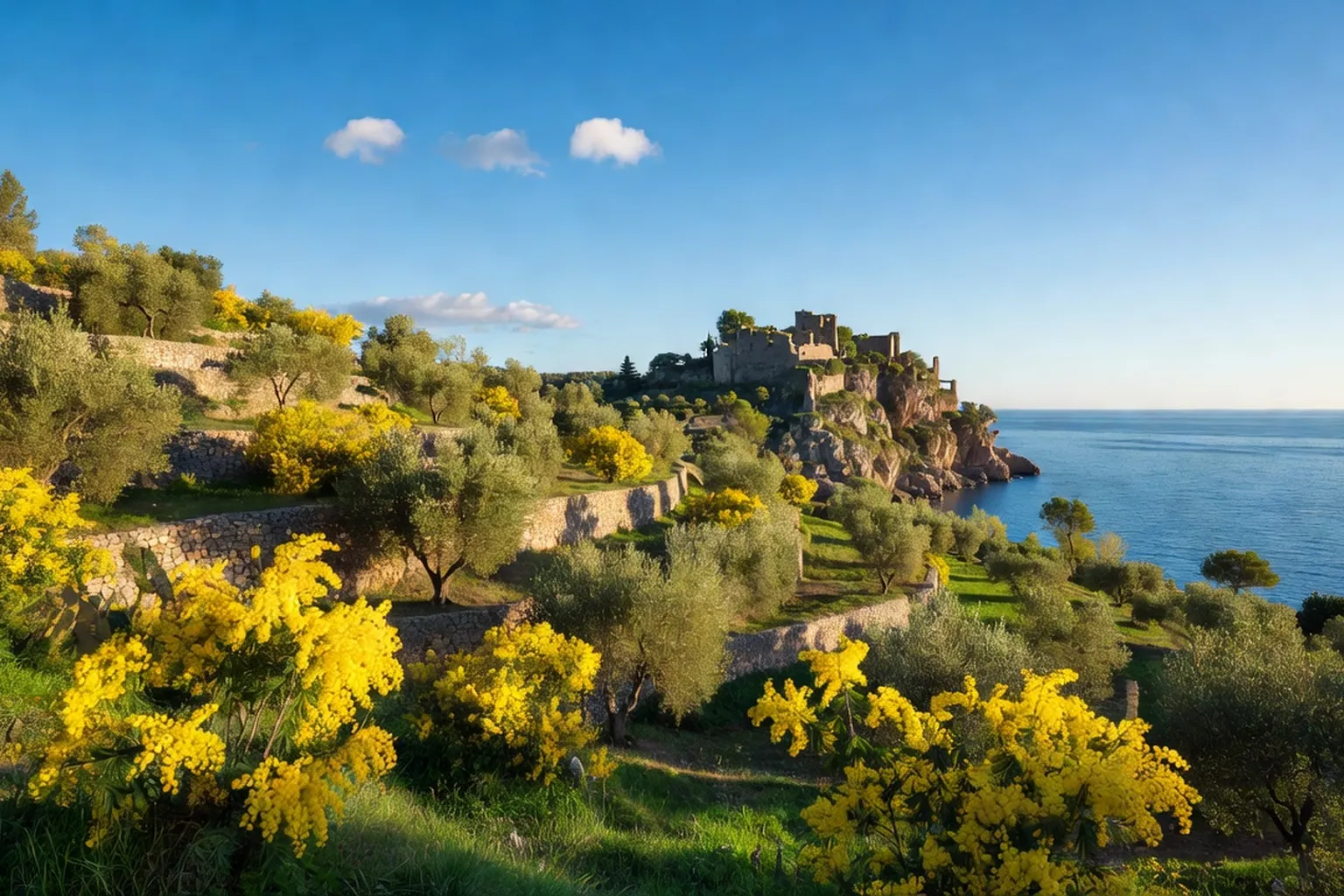 Côte d'Azur en mai sous les mimosas