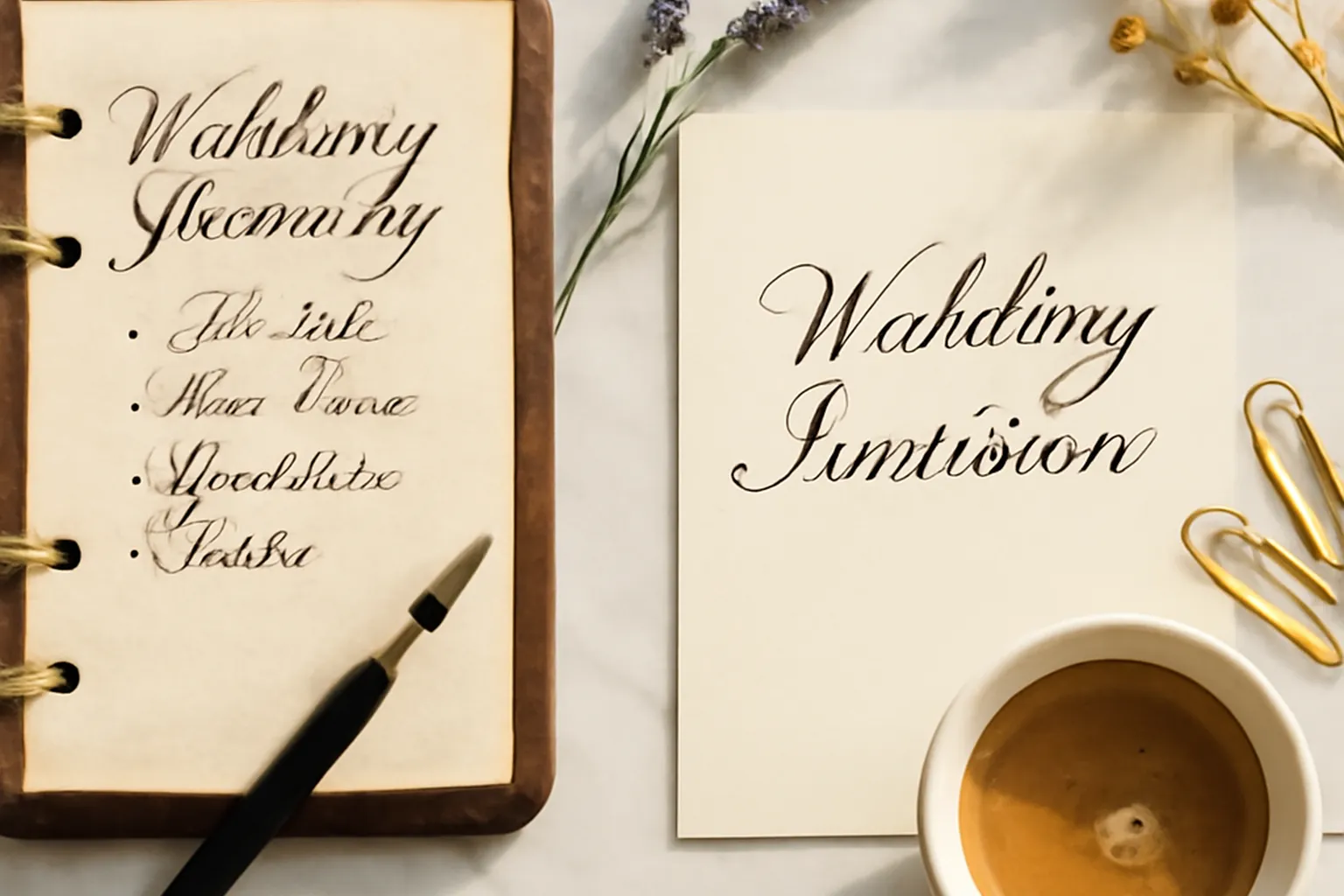 Carnet de planning de mariage sur une table provençale